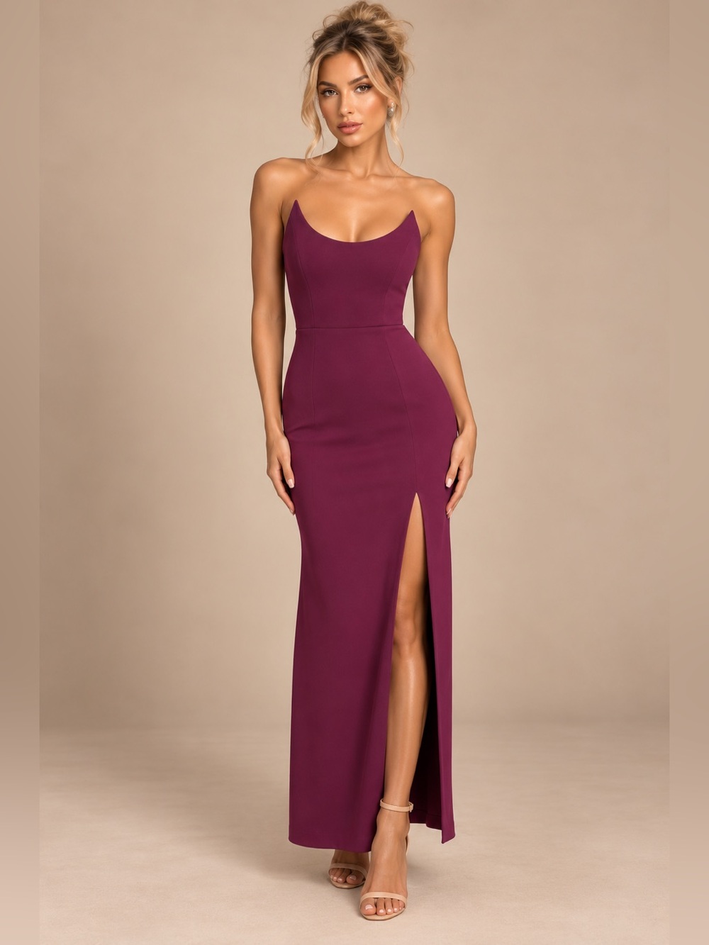 NWT-Sensational Beauty Plum Purple Strapless Maxi Dress